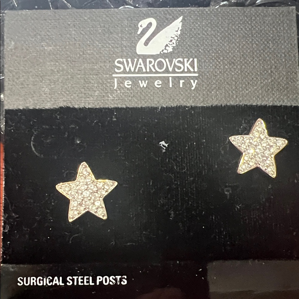 Swarovski Glittering Gold Star Earrings